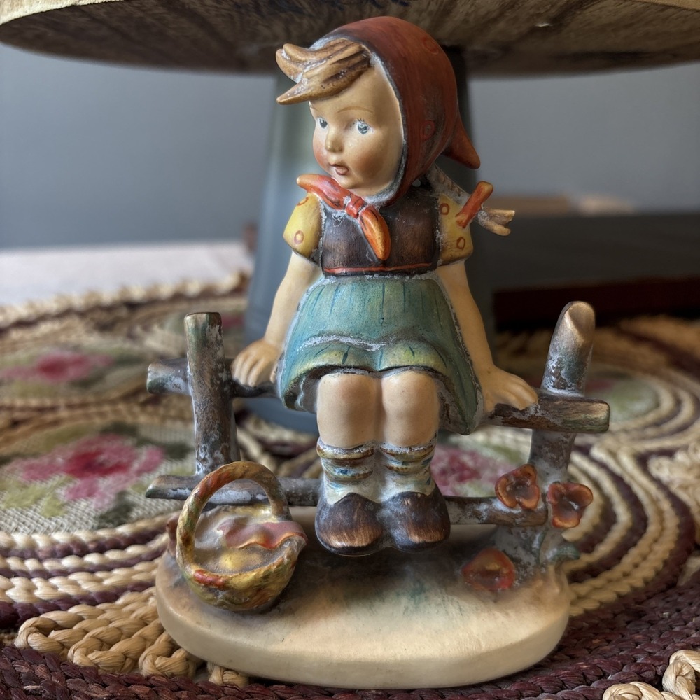 Rare VTG TMK-1 Goeblel Hummel Figurine Just Resting #112 Girl on Fence Pre-WWII